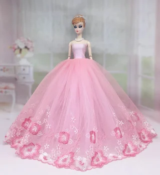 1: 6 Pembe Çiçek düğün elbisesi Barbie Bebek Giysileri Elbise Prenses Kıyafetler gece elbisesi 1/6 BJD Bebek Aksesuar Oyuncaklar Kız Hediye 0