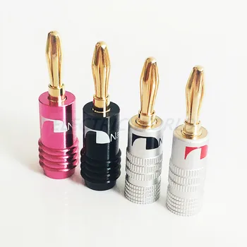 2 adet Yüksek kalite 24K Altın Hoparlör Muz Fiş saf bakır Ses jack konnektörü muz klip konektörü Japonya marka