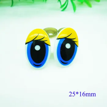 25 * 16mm Oval Güvenlik Gözler Sarı/Mavi Renk Plastik Bebek gözler El Yapımı Aksesuarlar Ayı Bebek Hayvan Kukla Making - 100pcs