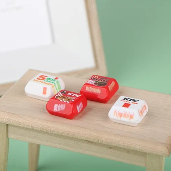 5 adet 1/12 Dollhouse Minyatür Burger Kutusu Mini Mutfak Gıda Sahne Modeli Dekor Oyuncak Pretend