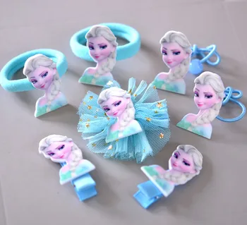 7 adet Disney Dondurulmuş Elsa saç tokası çocuk saç halat kız doğum günü hediyesi takı lastik bant saç tokası bebek Aksesuarı saç halka