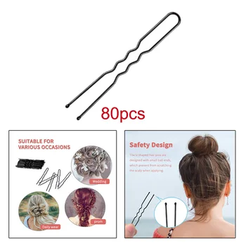 80 Adet Salon Kıvırcık U şeklinde Saç Dalgalı Pin Topuz saç tokası Klip 6CM