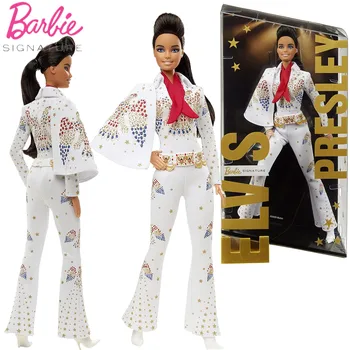 Barbie İmza Bebekler Elvis Presley Collectors Edition Bebek Klasik Müzik Barbie Moda Oyuncak Kızlar ve Koleksiyoncular Hediye GTJ95