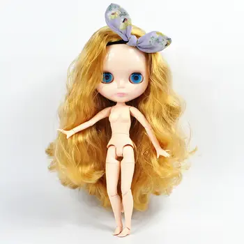 Fabrika Blyth Doll sarı saç dalga saç Blyth Bebekler Ortak Vücut DIY BJD oyuncaklar Moda beyaz cilt Christimas hediye oyuncak Kızlar için 