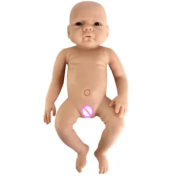 Gözler ile 18 inç Yenidoğan Kız Bebek Kiti Tam Vücut Silikon Boyasız Yeniden Doğmuş bebek Kiti DIY Gerçekçi Yeniden Doğmuş Bebek Kiti
