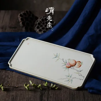 Jingdezhen Sırlı Renk Şekil El Boyalı Nar Pot Tepsi tencere nihalesi Ru Tesisat El Yapımı çay masası Küçük çay tepsisi Kung Fu T