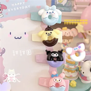 Kawaii saç tokası Hello Kitty Çörek Tarzı Yuvarlak saç tokası Aksesuarları Kuromi Melodi Sevimli Karikatür Çocuklar Hediye Kız Headdress