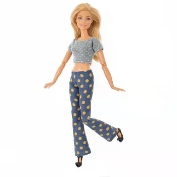 Polka Kırpma Üst Pantolon 30cm oyuncak bebek giysileri Barbie Giysileri Gömlek Pantolon Barbie Bebekler Kıyafetler 1/6 BJD Bebek Aksesuarları Oyuncaklar