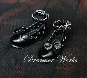 Siyah Mini Koleksiyonu MSD SD 1/4 Ölçekli BJD Obitsu Bebek Çiçek dantel yay rahat ayakkabılar