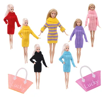Uzun Kollu Kazak Saf Pamuk El Yapımı oyuncak bebek giysileri Barbie Bebek Kıyafet Aksesuarları Bizim Nesil Festivali Hediye, Kız Oyuncak
