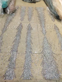 Yeni afrika tül örgü kumaş sparkly JRB-9405 yapıştırılmış glitter sequins dantel kumaş
