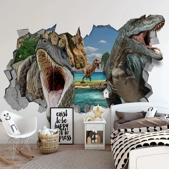 Özel 3D Fotoğraf Posteri Duvar Kağıdı Çocuk Odası İçin 3D Dinozor Çocuk Yatak Odası Anaokulu Oturma Odası Arka Plan Duvar De Parede