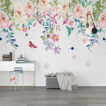 Özel Duvar Kağıdı 3D El-Boyalı Çiçekler duvar tablosu Oturma Odası Çocuk Odası Ev Dekor Duvar Kağıtları Papel De Parede 3 D