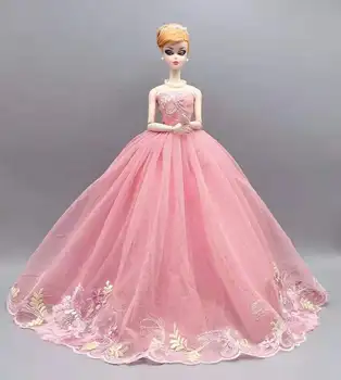1: 6 Pembe Çiçek düğün elbisesi Barbie Bebek Giysileri Elbise Prenses Kıyafetler gece elbisesi 1/6 BJD Bebek Aksesuar Oyuncaklar Kız Hediye 2