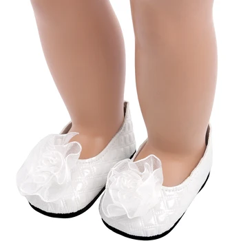 18 İnç Kız Bebek Ayakkabıları Beyaz düğün elbisesi Ayakkabı Amerikan Yenidoğan bebek oyuncakları Fit 43 Cm Bebek Bebek s63 2