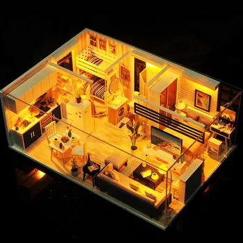Bebek Evi Ahşap Mobilya Minyatür Dollhouse DİY Minyatür Ev Odası Oyuncaklar Çocuklar için Casa De Boneca TD16 5